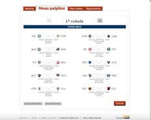 Bolão zhEsportes recebe apostas dos torcedores durante o Brasileirão 2012 (Reprodução/Bolão)