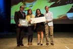 O presidente da Associação Catarinense de Imprensa Ademir Arnon; a jornalista Janaína Cavalli; Juliana Pamplona, diretora de comunicação da gestão anterior; e Celso Vicenzi, um dos jurados da premiação (Divulgação/Acif)