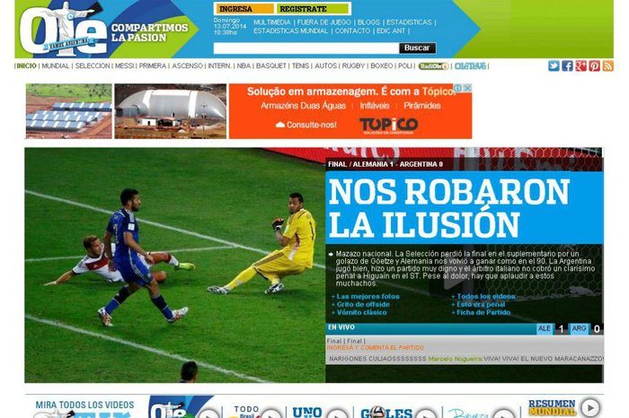 Olé / Reprodução Olé / Reprodução