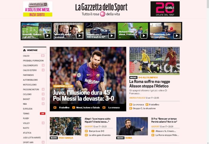 Jornal Gazzetta dello Sport destaca Alisson Jornal Gazzetta dello Sport destaca Alisson