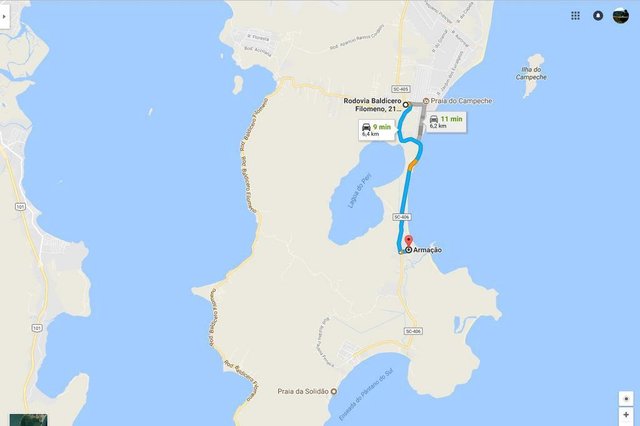 Mapa de rodovias do sul da Ilha Mapa de rodovias do sul da Ilha