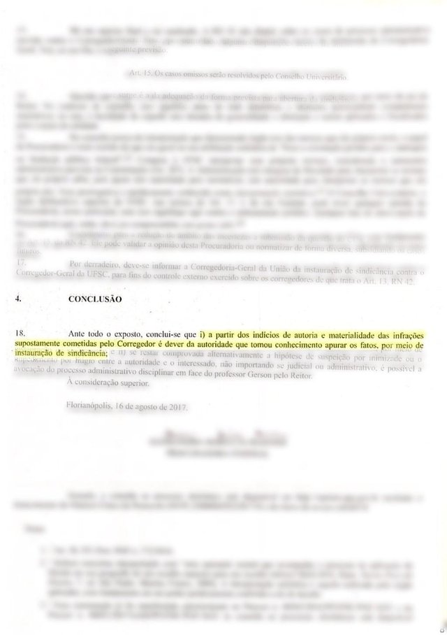 Documento sobre corregedor da UFSC. Documento sobre corregedor da UFSC.