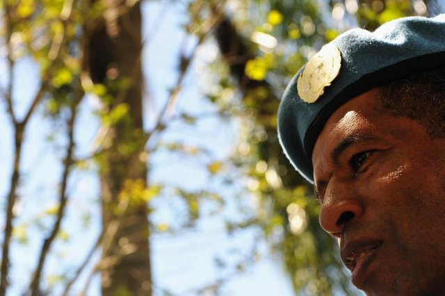Santa Maria - RS - BRASIL 01/11/2017 Militares participam de formatura  ap&oacute;s Brasil encerrar participa&ccedil;&atilde;o na miss&atilde;o de paz da ONU no HaitiCases:  Paulo Rom&aacute;rio Carvalho, 46 anos (negro) - Sub-tenente