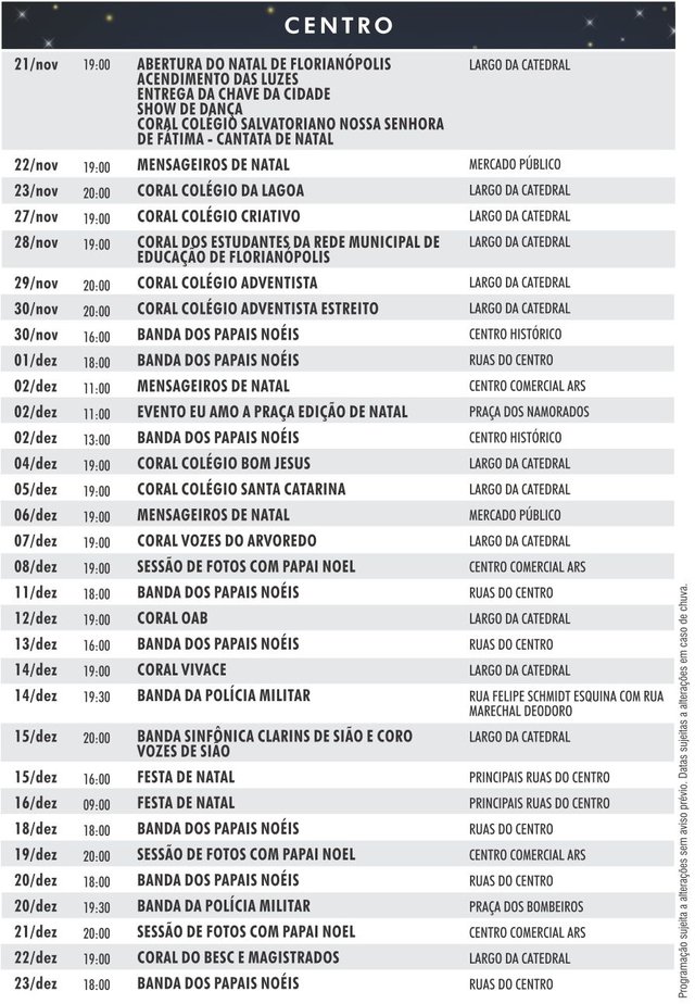 Programação de Natal 2017 Programação de Natal 2017