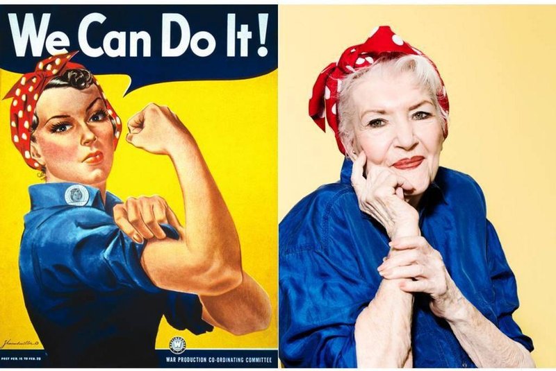 Naomi Parker Fraley, aka the real Rosie The Riveter, 94 lives with her sister Ada Wyn, 92 in Redding, CA. July 15, 2016.Credit: Hair & makeup: Mili Simon/ZenobiaStylist: Katia Echivard/ZenobiaRETOUCHED HIGH RES