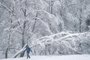  A woman walks during a strong snowfall at the Kolomenskoye museum-reserve in Moscow on February 4, 2018. / AFP PHOTO / Yuri KADOBNOVEditoria: WEALocal: MoscowIndexador: YURI KADOBNOVSecao: tourismFonte: AFPFotógrafo: STF