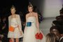 Vestidos do estilista gaúcho Carlos Bacchi na Semana de Moda de Nova York. Modelos foram apresentados no desfile da marca de bolsas Volta Atelier, da designer Fernanda Daudt.