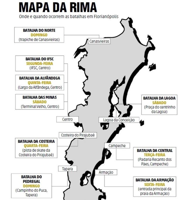 Mapa das batalhas de rap em Florianópolis Mapa das batalhas de rap em Florianópolis
