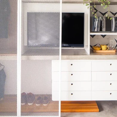 apartamento pequeno , móvel , dica , casa 100 , arquitetos , cimento , branco , grade , tela , azulejo , cerâmica