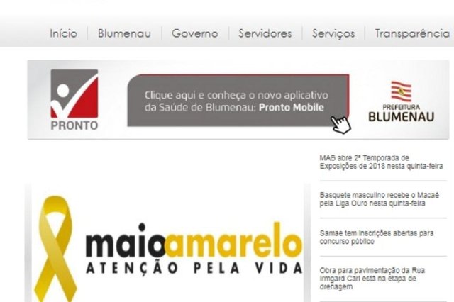Site da prefeitura de Blumenau volta ao ar após invasão por hackers Site da prefeitura de Blumenau volta ao ar após invasão por hackers