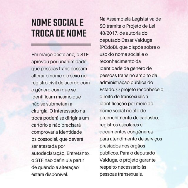 Caderno Nós, Nós, transexualidade Caderno Nós, Nós, transexualidade