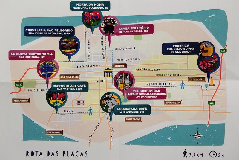  CAXIAS DO SUL, RS, BRASIL, 21/05/2018. Projeto Rota das Placas, da artista Vivi Pasqual, leva arte para vários pontos públicos da cidade. Na foto, o mapa do projeto. (Diogo Sallaberry/Agência RBS)