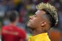  Brazils forward Neymar reacts before the Russia 2018 World Cup Group E football match between Brazil and Switzerland at the Rostov Arena in Rostov-On-Don on June 17, 2018. / AFP PHOTO / Pascal GUYOT / RESTRICTED TO EDITORIAL USE - NO MOBILE PUSH ALERTS/DOWNLOADSEditoria: SPOLocal: Rostov-on-DonIndexador: PASCAL GUYOTSecao: soccerFonte: AFPFotógrafo: STF