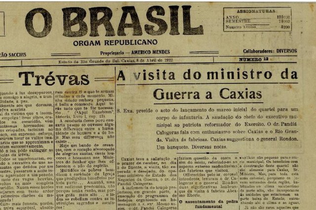 reprodução do jornal O Brasil, de 8 de abril de 1922. reprodução do jornal O Brasil, de 8 de abril de 1922.