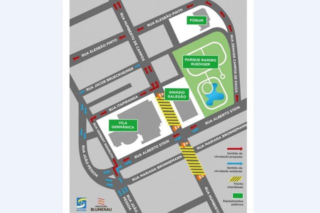 Mapa com as mudanças da Rua Humberto de Campos até a Rua Itapiranga, no bairro da Velha Mapa com as mudanças da Rua Humberto de Campos até a Rua Itapiranga, no bairro da Velha
