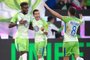  Wolfsburgs Divock Origi celebrates with teammates William and Renato Steffen after scoring a goal during their first leg of the relegation play-off Bundesliga football match VfL Wolfsburg vs. Holstein Kiel on May 17, 2018 in Wolfsburg. / AFP PHOTO / dpa / Swen Pförtner / Germany OUT / RESTRICTIONS: DURING MATCH TIME: DFL RULES TO LIMIT THE ONLINE USAGE TO 15 PICTURES PER MATCH AND FORBID IMAGE SEQUENCES TO SIMULATE VIDEO. == RESTRICTED TO EDITORIAL USE == FOR FURTHER QUERIES PLEASE CONTACT DFL DIRECTLY AT + 49 69 650050 Editoria: SPOLocal: WolfsburgIndexador: SWEN PFORTNERSecao: soccerFonte: dpaFotógrafo: STR