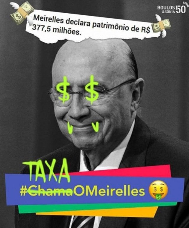 Se eleito, Guilherme Boulos (PSOL) diz que irá taxar - e não chamar - Henrique Meirelles (MDB). Meirelles usa como slogan o #ChamaOMeirelles. Se eleito, Guilherme Boulos (PSOL) diz que irá taxar - e não chamar - Henrique Meirelles (MDB). Meirelles usa como slogan o #ChamaOMeirelles.