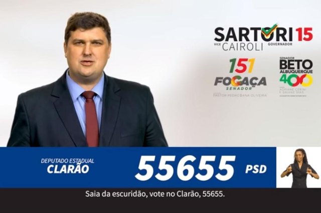Clarão (PSD), candidato a deputado estadual. Clarão (PSD), candidato a deputado estadual.