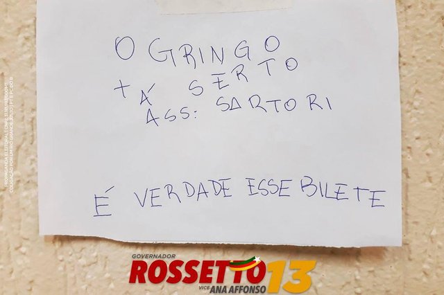 Postagem no Facebook do candidato a governador Miguel Rossetto (PT). Postagem no Facebook do candidato a governador Miguel Rossetto (PT).
