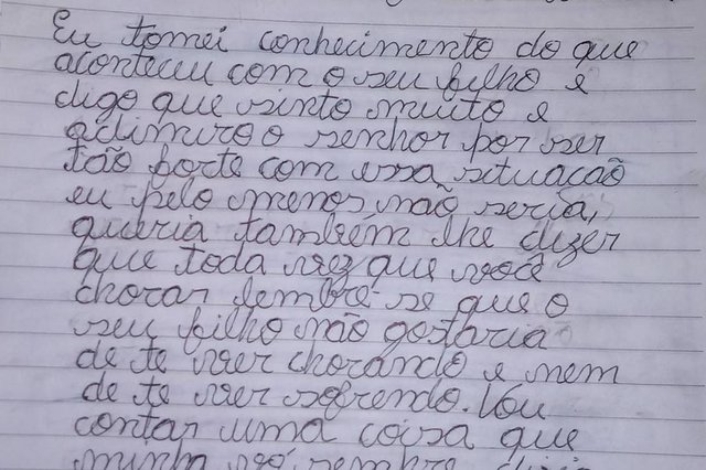 Cartas enviadas por alunos para pai de Gabriel Minossi, 19 anos, morto em hospital de São Leopoldo