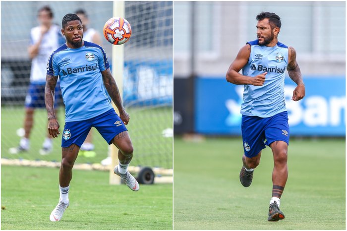 Montagem sobre fotos de Lucas Uebel / Grêmio/Divulgação Montagem sobre fotos de Lucas Uebel / Grêmio/Divulgação