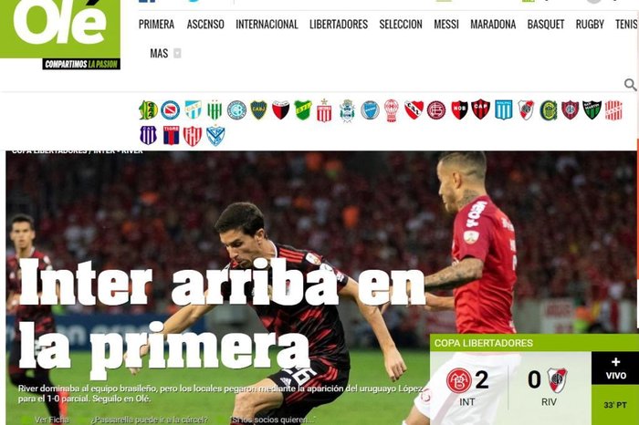 Olé / Reprodução Olé / Reprodução