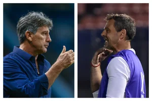 Montagem sobre fotos / Lucas Uebel/Grêmio Divulgação e Norberto Duarte/AFP Montagem sobre fotos / Lucas Uebel/Grêmio Divulgação e Norberto Duarte/AFP
