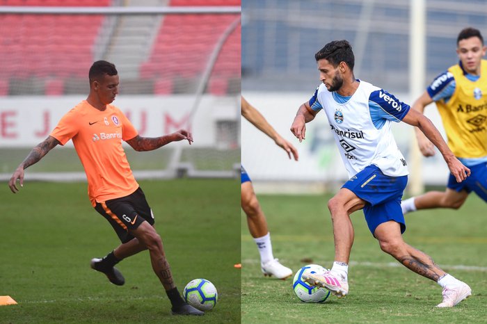 Montagem sobre fotos de Ricardo Duarte (Internacional) e Lucas Uebel (Grêmio FBPA) Montagem sobre fotos de Ricardo Duarte (Internacional) e Lucas Uebel (Grêmio FBPA)