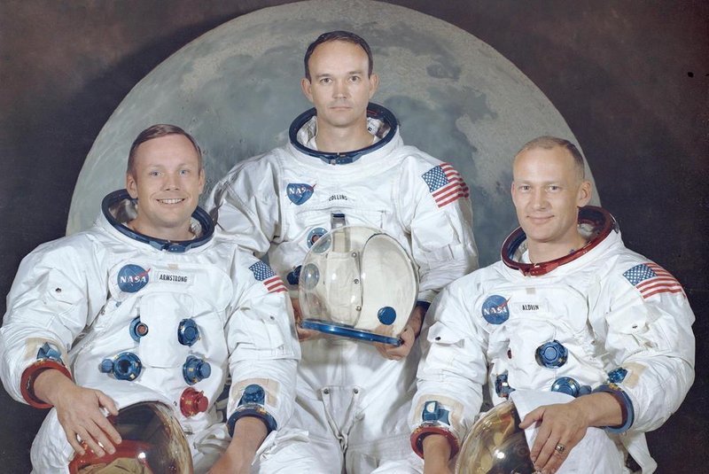 Tripulação da Apollo 11Da esquerda para a direita, Neil Armstrong, Michael Collins e Buzz Aldrin em 30 de março de 1969 no Centro Espacial Kennedy - NASA/AFP/Arquivos