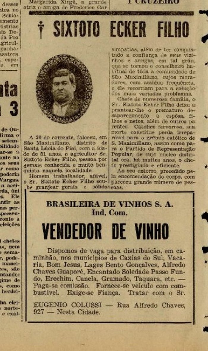 Centro de Memória da Câmara de Vereadores de Caxias do Sul / reprodução Centro de Memória da Câmara de Vereadores de Caxias do Sul / reprodução