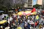  PORTO ALEGRE, RS, BRASIL - 14.11.2019 - Protesto de servidores no Centro Histórico. (Foto: Fernando Gomes/Agencia RBS)