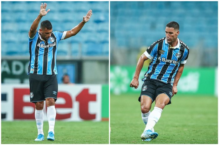 Montagem sobre fotos de Lucas Uebel / Divulgação Grêmio