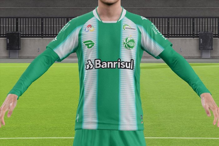 Uniformes um, dois e de goleiro do Juventude no PES 2020