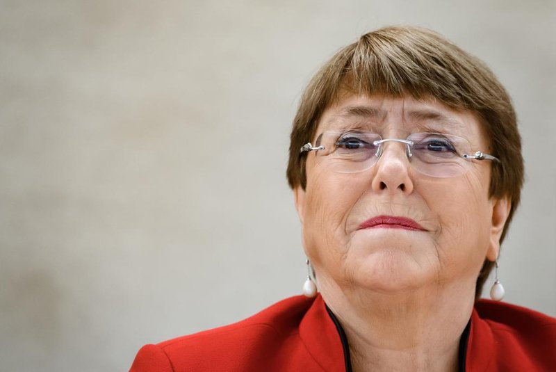 United Nations High Commissioner for Human Rights Michelle Bachelet attends the opening of the UN Human Rights Councils main annual session on February 24, 2020 in Geneva. (Photo by Fabrice COFFRINI / AFP)<!-- NICAID(14433160) -->