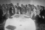 Convenção de 1970 da Fras-Le: Delfino Ronchetti (sentado à direita) junto a Francisco Stedile, Mario Baldissera, Ary Osório de Azevedo, Miguel Zanandréa e Alfredo Stedile <!-- NICAID(14472077) -->