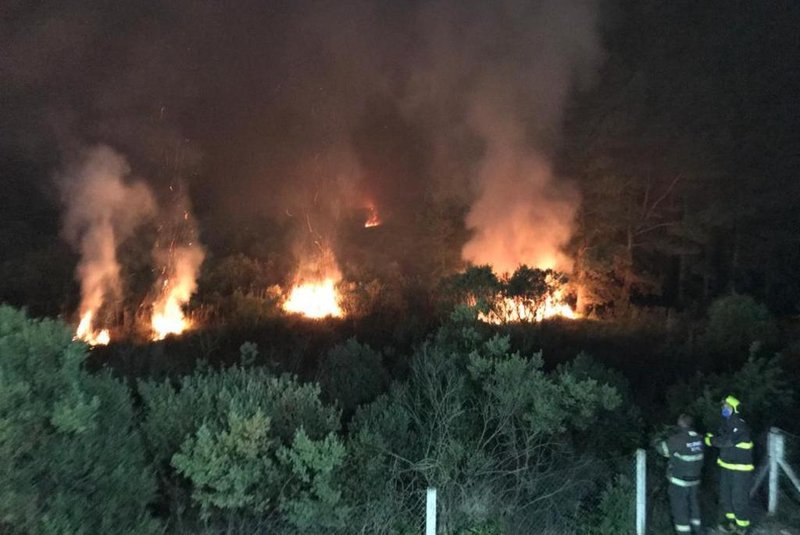Ocorrências de fogo em vegetação aumentam 12 vezes em relação a 2019 na Serra. Imagem de ocorrência atendida em Caxias na madrugada de 21 de abril. no aterro sanitário atrás do presídio apanhador.<!-- NICAID(14496163) -->