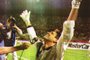 Foto da comemoração do goleiro Danrlei, do Grêmio, pelo título da Libertadores de 1995. O Grêmio empatou em 1 a 1 com o Nacional da Colômbia, em Medellin.#PÁGINA: 55#PASTA: 059332#EDIÇÃO: 2ª Fotógrafo: não consta Data Evento: 00/00/1995
