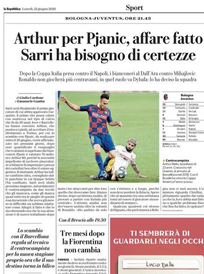 Reprodução / La Repubblica Reprodução / La Repubblica