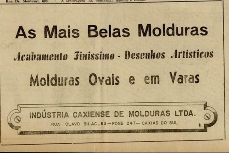  anúncios da Indústria Caxiense de Molduras nos anos 1950 e 1960<!-- NICAID(14559338) -->