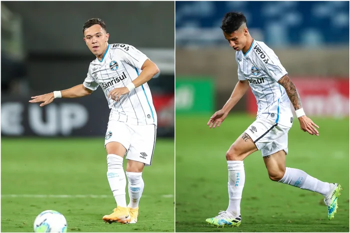 Montagem sobre fotos de Lucas Uebel / Grêmio/Divulgação Montagem sobre fotos de Lucas Uebel / Grêmio/Divulgação