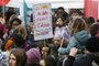  Demonstrators hold a sign reading Fighting Women make History during a demonstration of womens rights group Assez is Genoeg on International Womens Day, on March 8, 2018 in Brussels, asking for more attention to the socioeconomic status of women. / AFP PHOTO / BELGA / NICOLAS MAETERLINCK / Belgium OUTEditoria: WARLocal: BRUSSELSIndexador: NICOLAS MAETERLINCKSecao: demonstrationFonte: BELGAFotógrafo: STR<!-- NICAID(13446923) -->