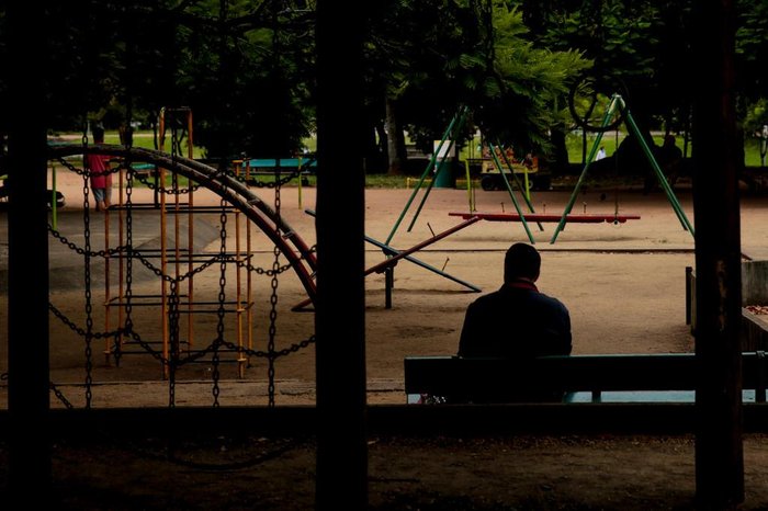 No Parcão, grupos menores, de duas ou três pessoas, se reuniam à tarde