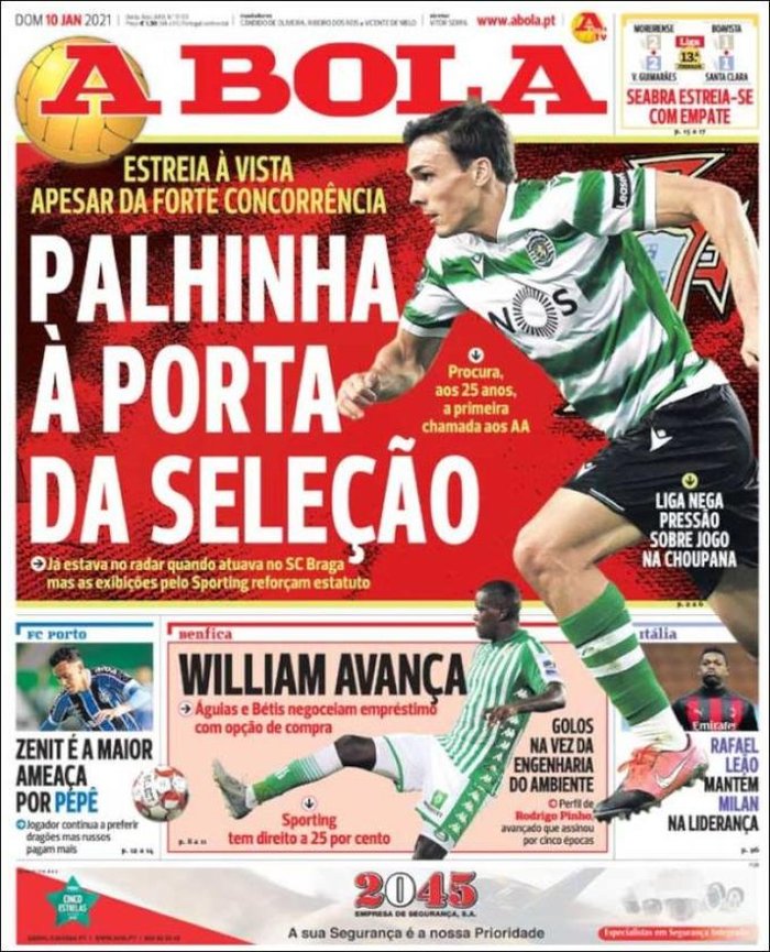 Reprodução / Jornal A Bola Reprodução / Jornal A Bola