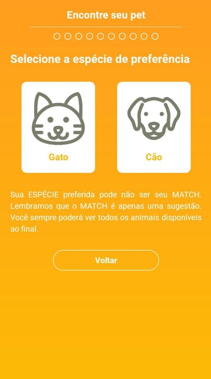 Informe sua espécie de preferência