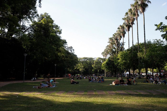 Frequentadores da Redenção aproveitam o fim de tarde em gramado
