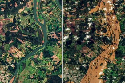 Imagens de satélite mostram alcance da destruição do ciclone no RS<!-- NICAID(15544962) -->