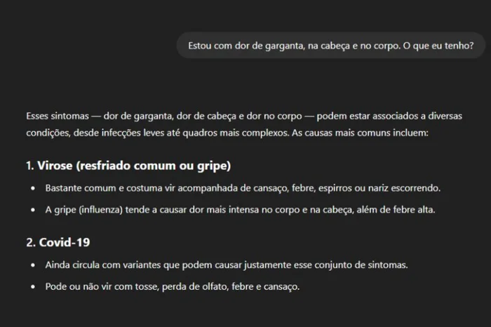 ChatGPT / Reprodução ChatGPT / Reprodução