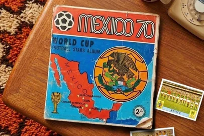 Álbuns da Copa do Mundo, da Panini, entre 1970 e 2022.<!-- NICAID(16256628) -->