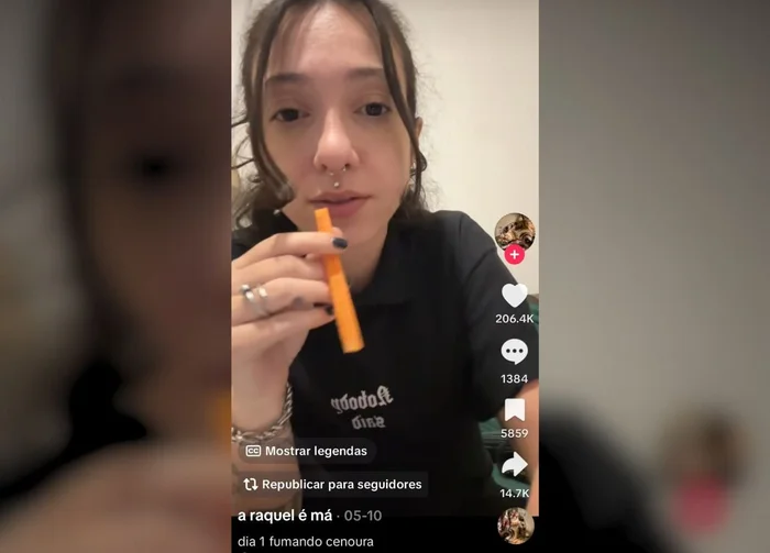 TikTok @raquelema / Reprodução TikTok @raquelema / Reprodução