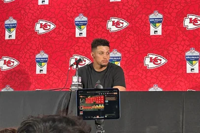 Patrick Mahomes após a derrota dos Chiefs em São Paulo<!-- NICAID(16118524) -->